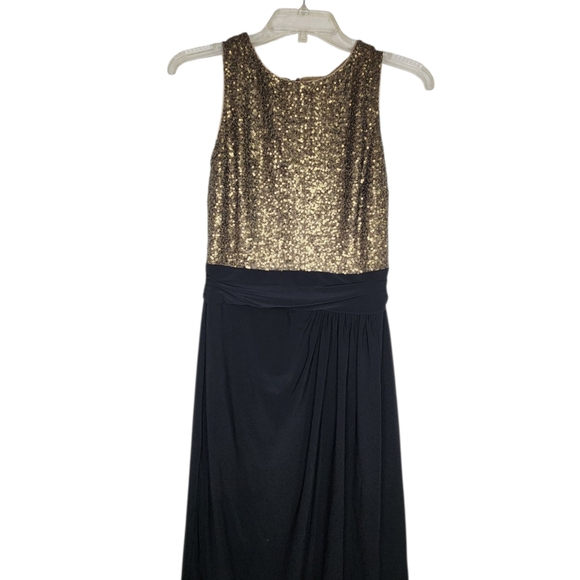 Ralph Lauren Gold and Black Midi Dress - Picture 1 of 8